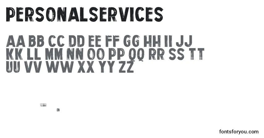 PersonalServices-fontti – aakkoset, numerot, erikoismerkit