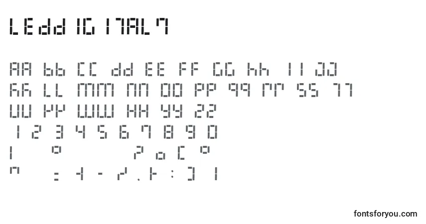Czcionka LedDigital7 – alfabet, cyfry, specjalne znaki