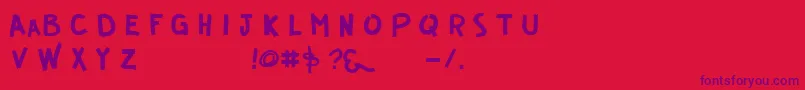 Guerrilla Font – Purple Fonts on Red Background