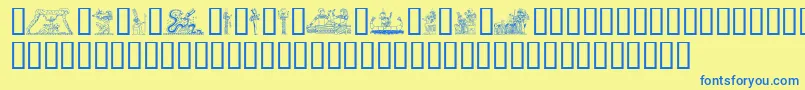 フォントEgypt – 青い文字が黄色の背景にあります。