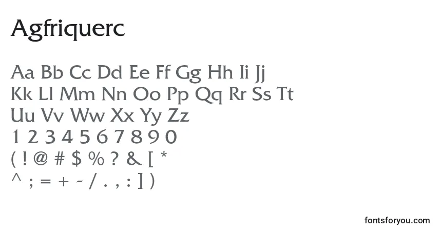 Czcionka Agfriquerc – alfabet, cyfry, specjalne znaki