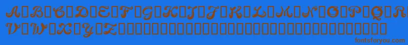 フォントCandb – 茶色の文字が青い背景にあります。