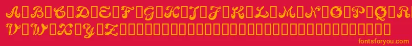 Candb-Schriftart – Orangefarbene Schriften auf rotem Hintergrund
