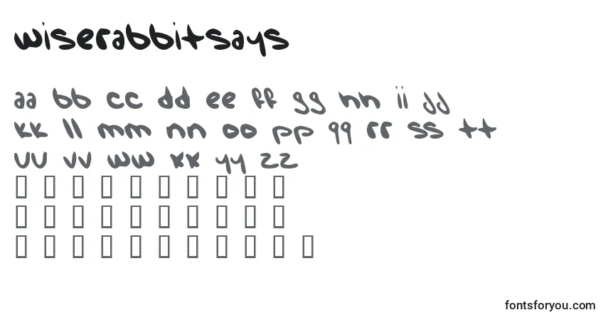 Schriftart WiseRabbitSays – Alphabet, Zahlen, spezielle Symbole