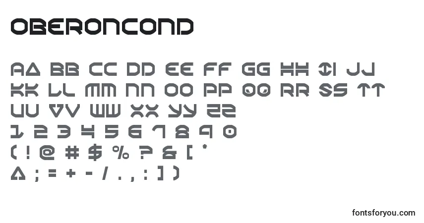 Czcionka Oberoncond – alfabet, cyfry, specjalne znaki