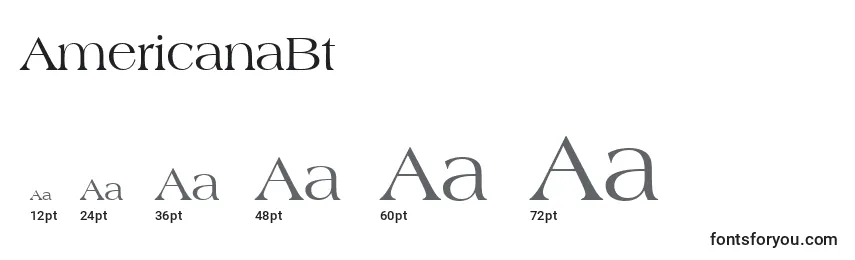 Размеры шрифта AmericanaBt