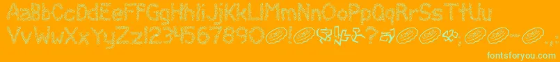 Clawless Font – Green Fonts on Orange Background