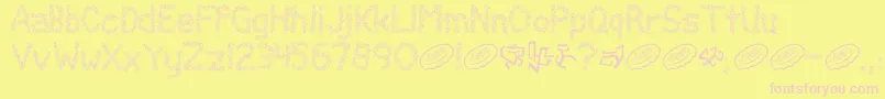 Clawless-fontti – vaaleanpunaiset fontit keltaisella taustalla