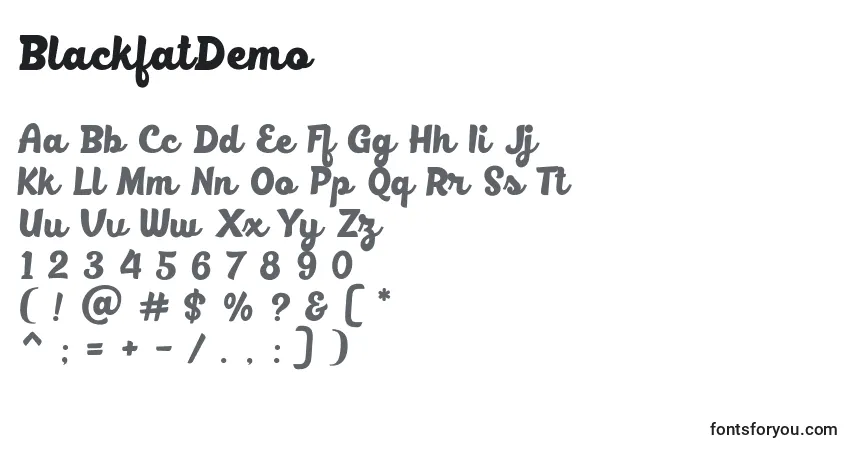 Шрифт BlackfatDemo – алфавит, цифры, специальные символы
