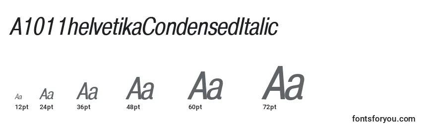 Размеры шрифта A1011helvetikaCondensedItalic