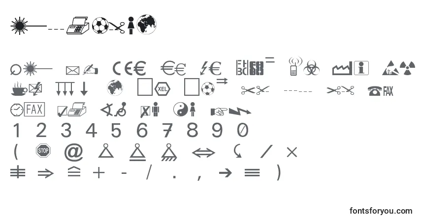 A fonte Marvosym – alfabeto, números, caracteres especiais