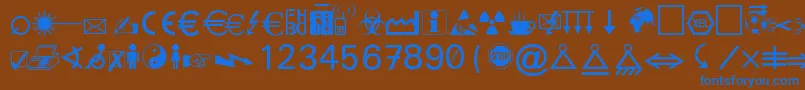 Marvosym Font – Blue Fonts on Brown Background