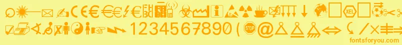 Marvosym Font – Orange Fonts on Yellow Background
