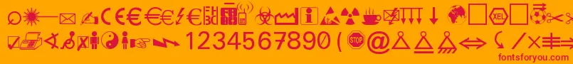 Marvosym Font – Red Fonts on Orange Background