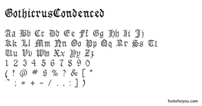 GothicrusCondencedフォント–アルファベット、数字、特殊文字