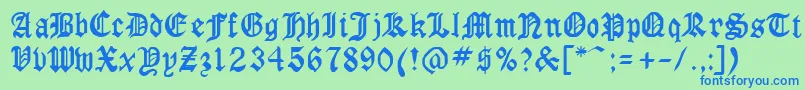 GothicrusCondenced Font – Blue Fonts on Green Background