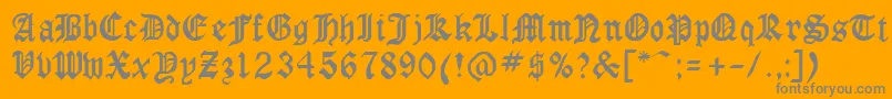 Weitere Informationen zur GothicrusCondenced-Schriftart GothicrusCondenced-Schriftart – Graue Schriften auf orangefarbenem Hintergrund