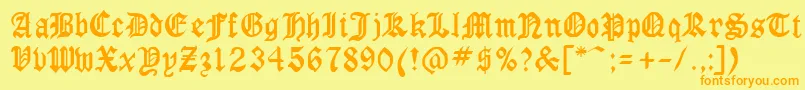 フォントGothicrusCondenced – オレンジの文字が黄色の背景にあります。