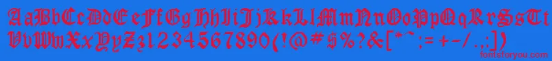 GothicrusCondenced Font – Red Fonts on Blue Background