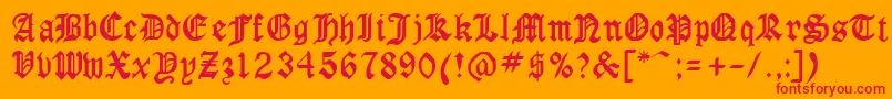 GothicrusCondenced Font – Red Fonts on Orange Background