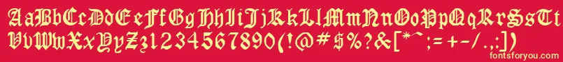 GothicrusCondenced Font – Yellow Fonts on Red Background
