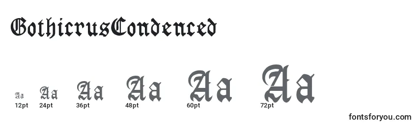 Размеры шрифта GothicrusCondenced