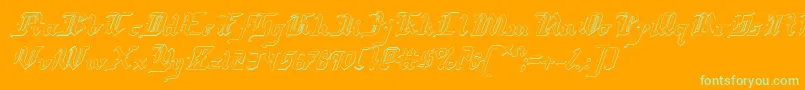 RedcoatShadowItalic-Schriftart – Grüne Schriften auf orangefarbenem Hintergrund