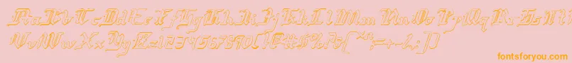 RedcoatShadowItalic-Schriftart – Orangefarbene Schriften auf rosa Hintergrund