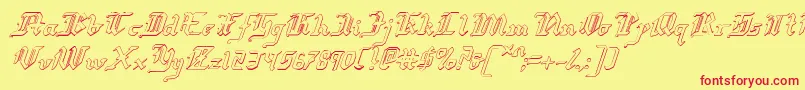 RedcoatShadowItalic-Schriftart – Rote Schriften auf gelbem Hintergrund