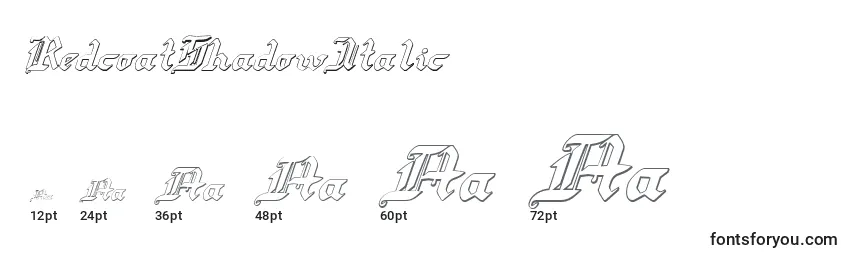 RedcoatShadowItalic Font Sizes