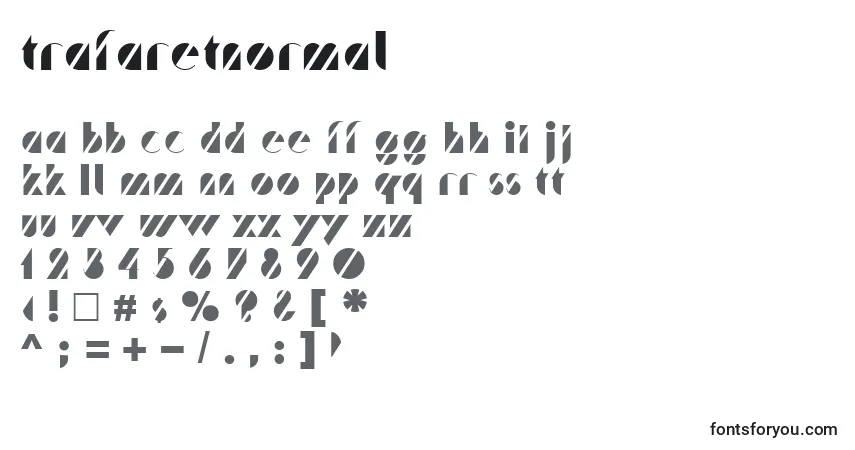 A fonte TrafaretNormal – alfabeto, números, caracteres especiais