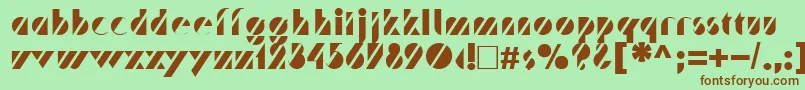 TrafaretNormal-Schriftart – Braune Schriften auf grünem Hintergrund