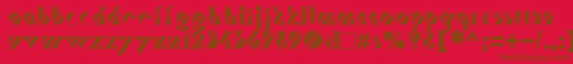 TrafaretNormal-Schriftart – Braune Schriften auf rotem Hintergrund