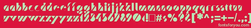 フォントTrafaretNormal – 赤い背景に緑の文字