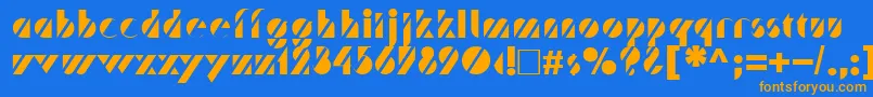 TrafaretNormal-Schriftart – Orangefarbene Schriften auf blauem Hintergrund