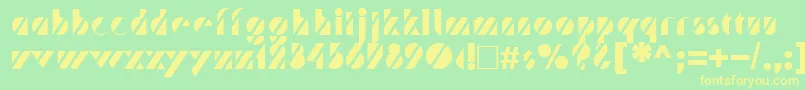 TrafaretNormal-Schriftart – Gelbe Schriften auf grünem Hintergrund
