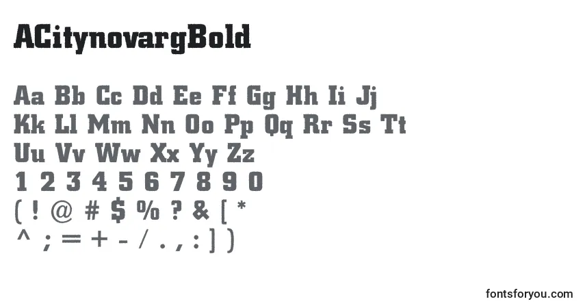 Schriftart ACitynovargBold – Alphabet, Zahlen, spezielle Symbole