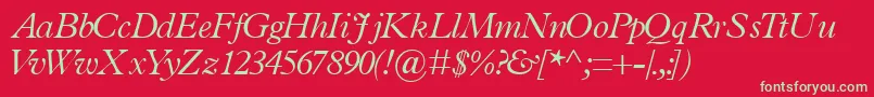 フォントTerminuslightsskItalic – 赤い背景に緑の文字