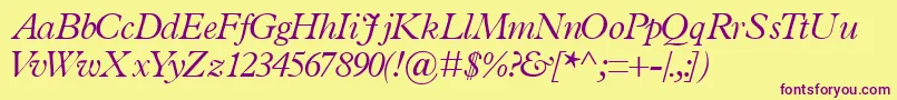 TerminuslightsskItalic Font – Purple Fonts on Yellow Background