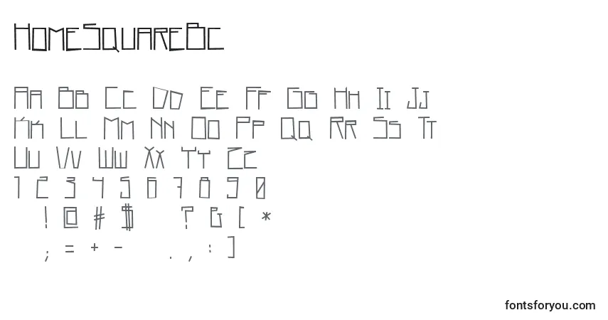 Czcionka HomeSquareBc – alfabet, cyfry, specjalne znaki