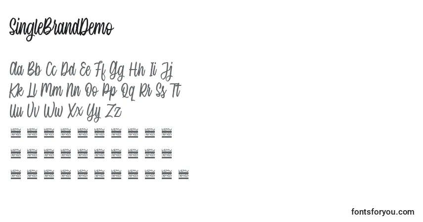 Czcionka SingleBrandDemo – alfabet, cyfry, specjalne znaki