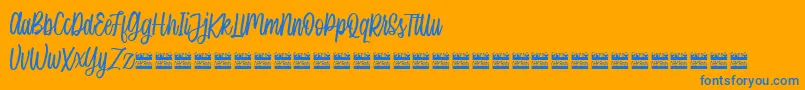 SingleBrandDemo-Schriftart – Blaue Schriften auf orangefarbenem Hintergrund