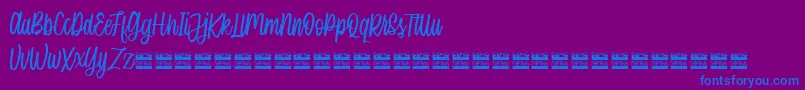 Шрифт SingleBrandDemo – синие шрифты на фиолетовом фоне