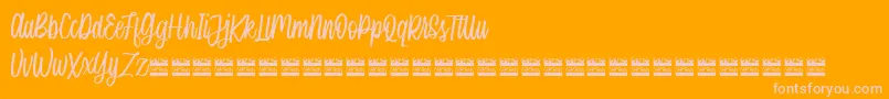 SingleBrandDemo-fontti – vaaleanpunaiset fontit oranssilla taustalla