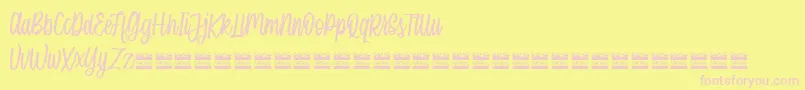 SingleBrandDemo-fontti – vaaleanpunaiset fontit keltaisella taustalla