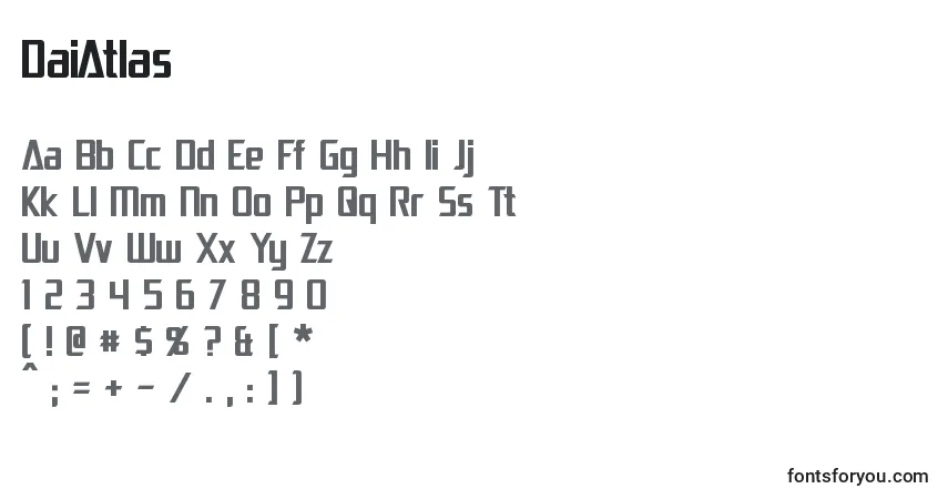 A fonte DaiAtlas – alfabeto, números, caracteres especiais