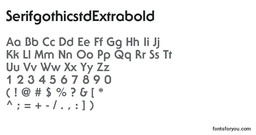 A fonte SerifgothicstdExtrabold – alfabeto, números, caracteres especiais