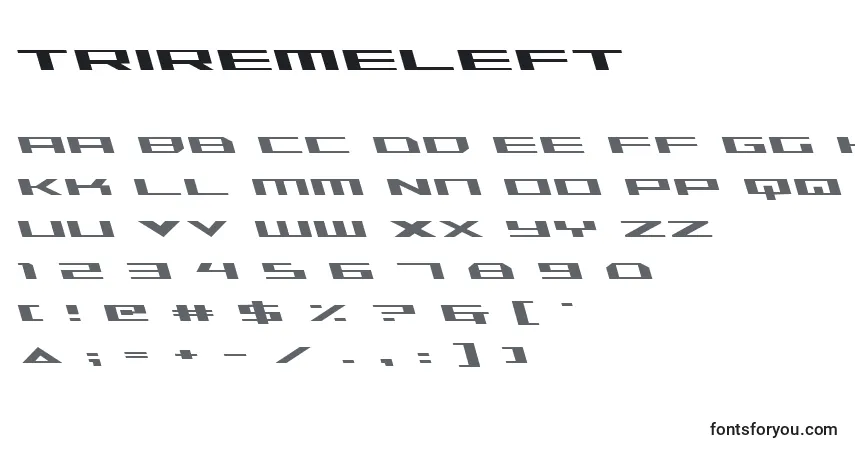 A fonte Triremeleft – alfabeto, números, caracteres especiais