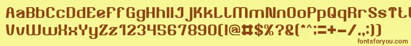 フォントAgeOfAwakening – 茶色の文字が黄色の背景にあります。