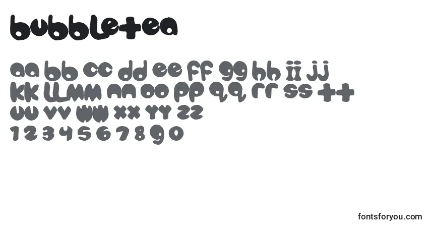 Czcionka Bubbletea – alfabet, cyfry, specjalne znaki